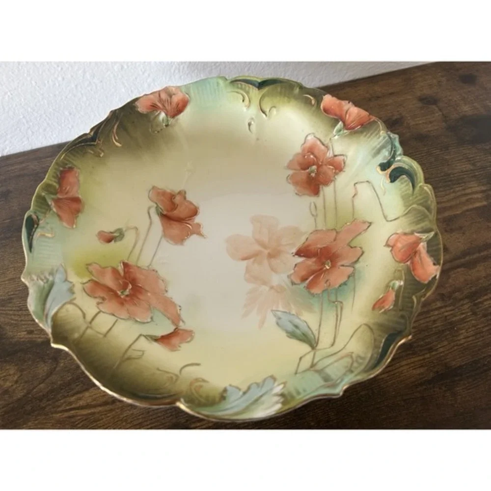 Antique Victorian Saxe Altenburg‎ Germany Decorative Serving Bowl Hand Painted